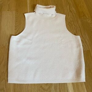 J Crew Ivory Sleeveless 100% Cashmere Turtleneck in Size M